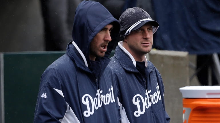 Detroit Tigers pitchers Justin Verlander and Max Scherzer on April...