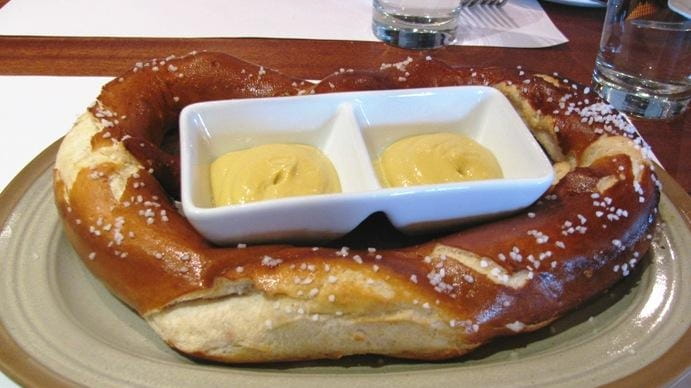 Bavarian bretzel (pretzel) at Moules et Frites in Syosset