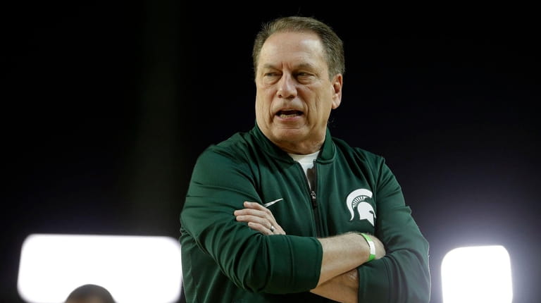Michigan State head coach Tom Izzo watches his team during...