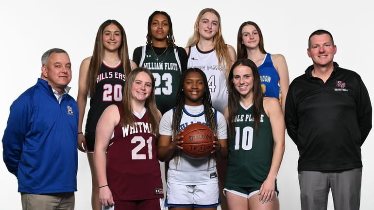 Newsday's All-Long Island girls basketball team 2024. Top row, from left:...