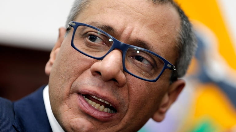 Ecuador's Vice President Jorge Glas speaks during an interview at...