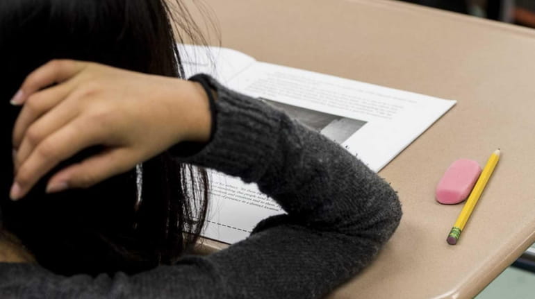 Students take the New York State 2015 Common Core test...