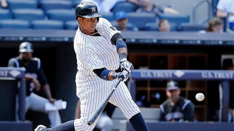 New York Yankees' Starlin Castro connects for a walk-off homer...