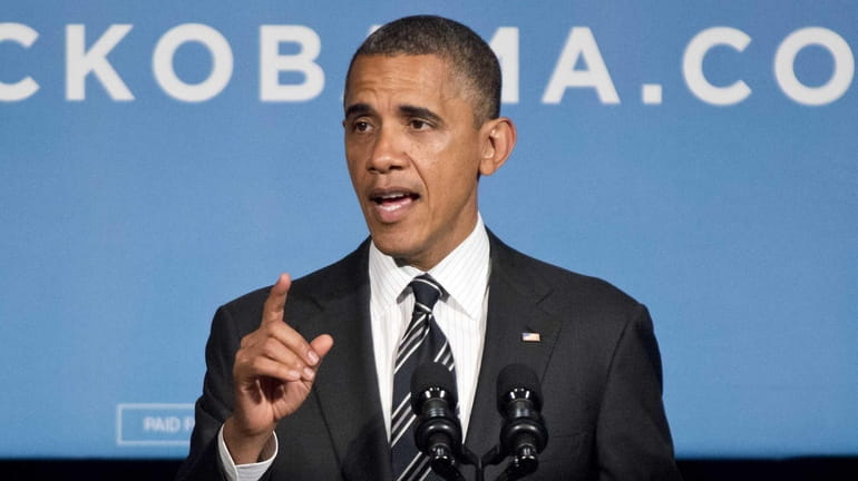U.S. President Barack Obama speaks during a fundraiser event at...