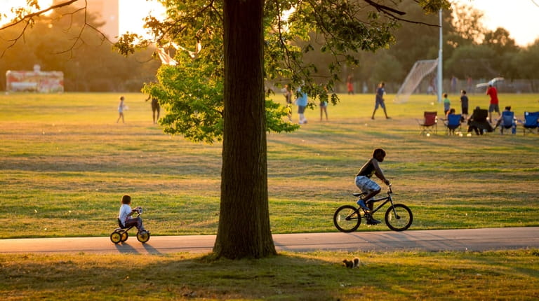 Bicyclists in Eisenhower Park in East Meadow on Sep. 24,...