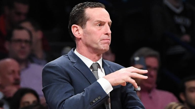 Brooklyn Nets head coach Kenny Atkinson gestures during the second...