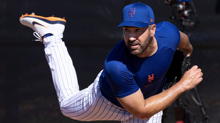 Mets pitcher Justin Verlander during a spring training workout on Tuesday...