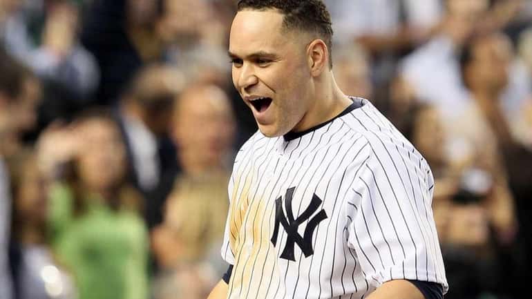 Russell Martin celebrates his fourth inning grand slam against the...