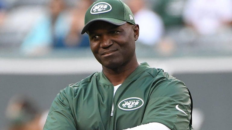 Jets head coach Todd Bowles looks on from the field...