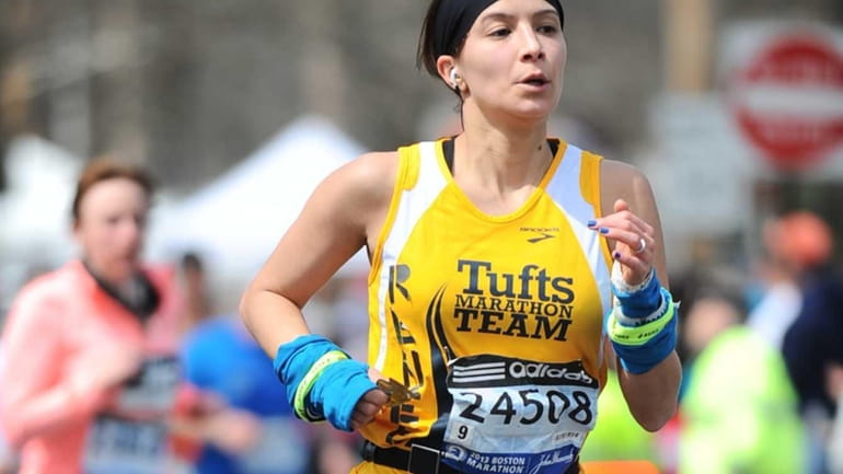 New Yorker Renee Pompei-Reynolds runs in the 2013 Boston Marathon...