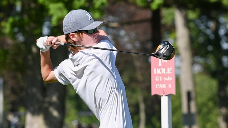 William Welling of Massapequa completes on the first hole at...