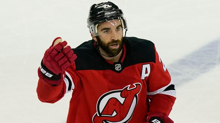 New Jersey Devils right wing Kyle Palmieri reacts during the...