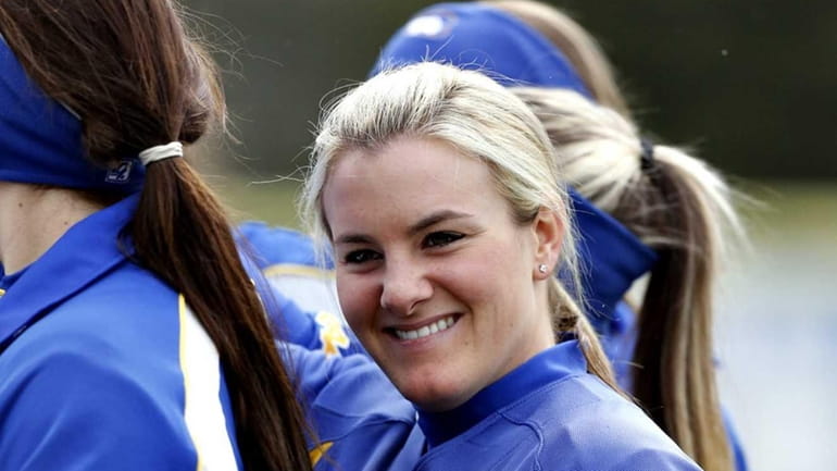 Hofstra pitcher Olivia Galati (2) with a broad smile for...