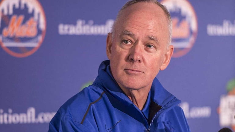 Mets general manager Sandy Alderson talks about the team at a...