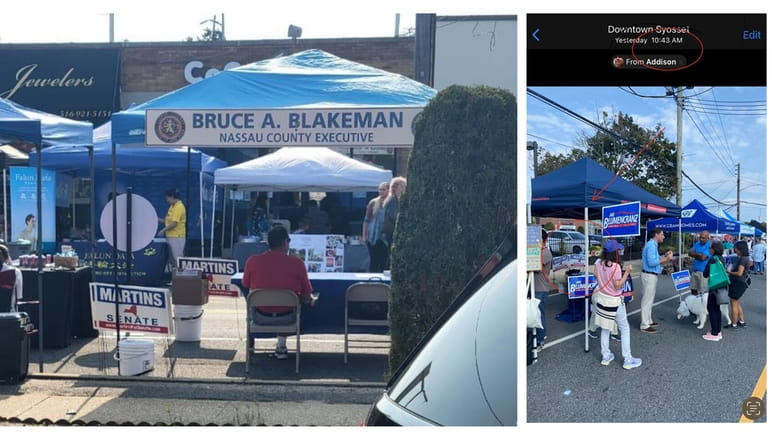 Booths for Nassau County Executive Bruce Blakeman, left, and State...