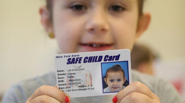Six-year-old Lia Nicosia of Bayport got her New York State Safe Child...