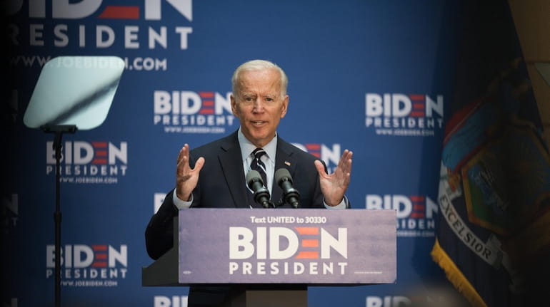 Former Vice President Joe Biden, 2020 Democratic presidential candidate, speaks during...