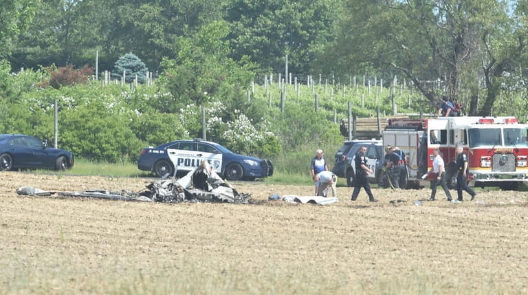 The wreckage of a small plane that crashed Saturday morning...