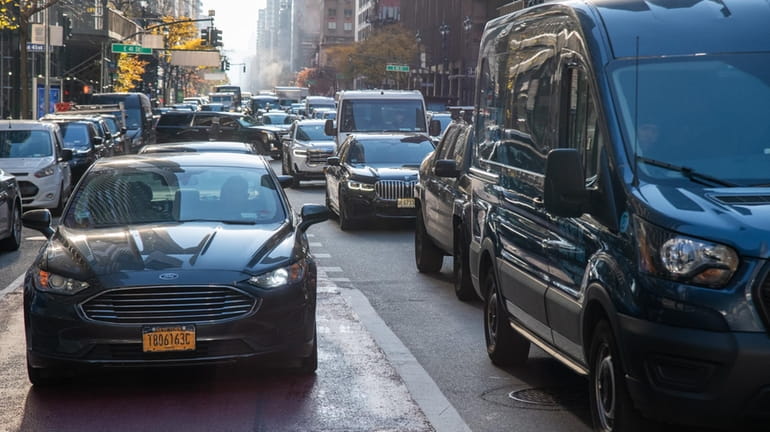 Traffic in midtown Manhattan Nov. 30, 2023.