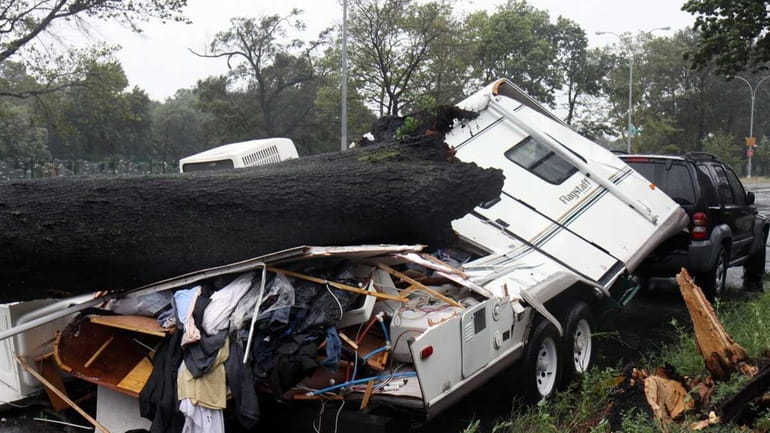 A camper is crushed by a fallen tree on Woodhaven...