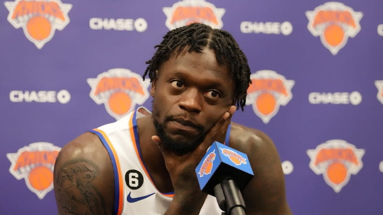 Julius Randle of the NY Knicks answering questions moment from...