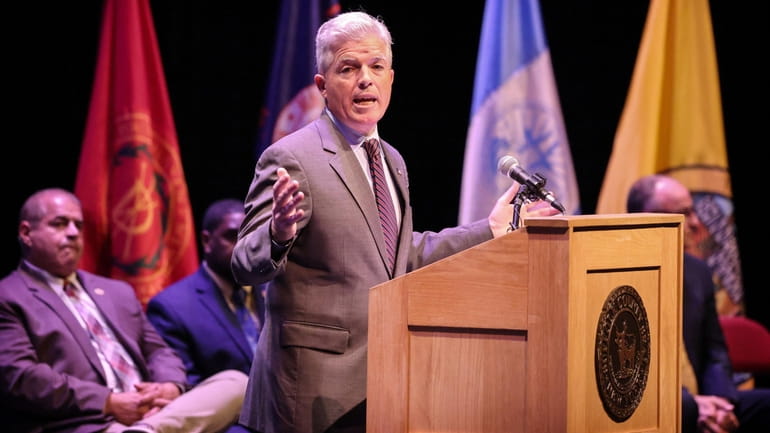 Suffolk County Executive Steve Bellone delivers his 2022 state of...