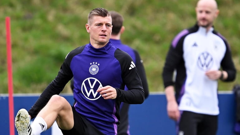 Germany player Toni Kroos attends a team training session at...