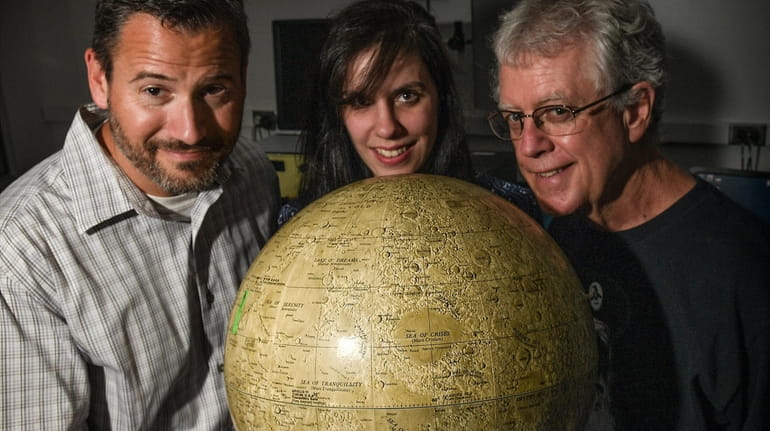 Stony Brook University scientists, from left, Joel Hurowitz, Rachel Caston and...