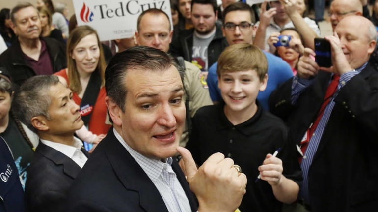 Republican presidential candidate Texas Sen. Ted Cruz meets with supporters...