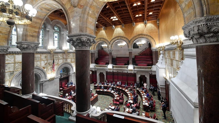 The state Senate Chamber at the Capitol in Albany on June...
