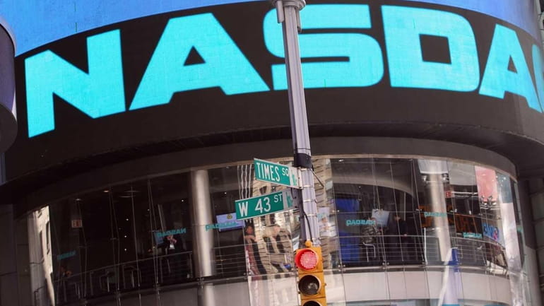 The Nasdaq stock market is seen at Times Square in...
