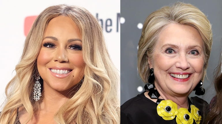 Mariah Carey, seen in 2018, and Hillary Clinton, in a...