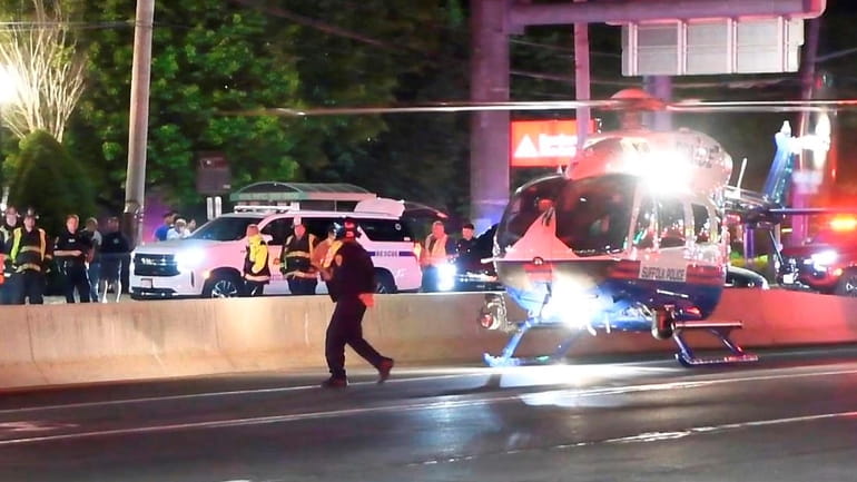 A pedestrian was airlifted to Stony Brook University Hospital after...