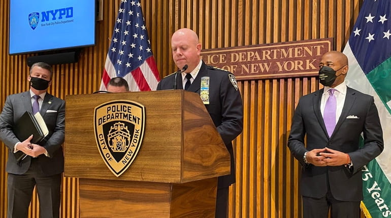 NYPD Chief of Department Kenneth Corey at a news conference...