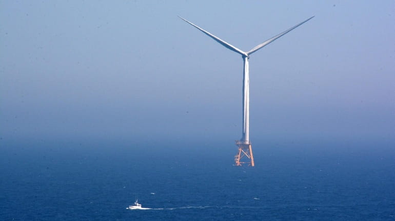 An offshore wind farm at Block Island seen on. Aug. 14,...