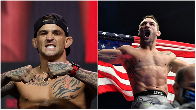 Dustin Poirier, left, and Michael Chandler will face each other...