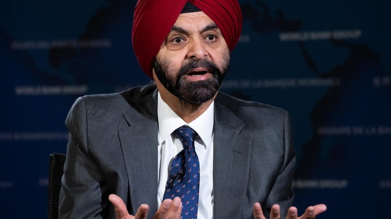 World Bank President Ajay Banga is interviewed by The Associated...