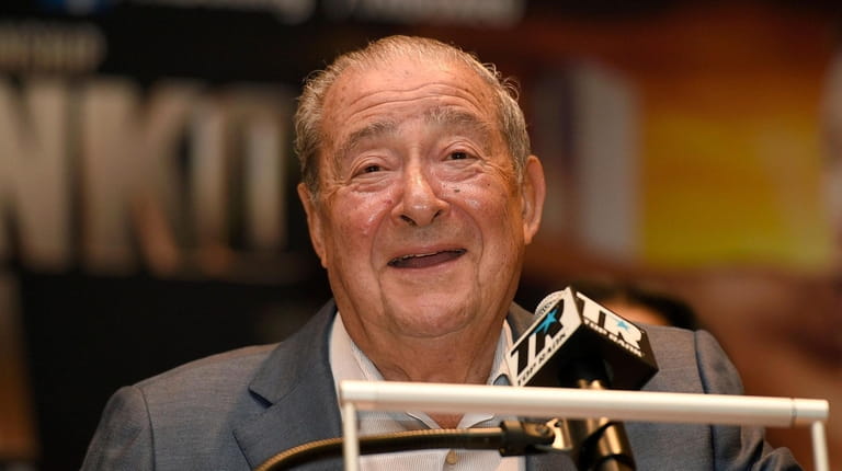 Boxing promoter Bob Arum speaks at a press conference on April...