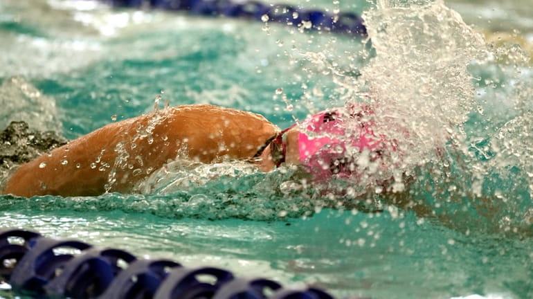 Lily Gormsen competes in the 500 yard freestyle at the...