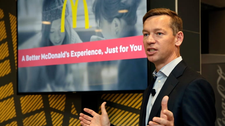 Chris Kempczinski, then-incoming president of McDonald's USA, speaks during a...