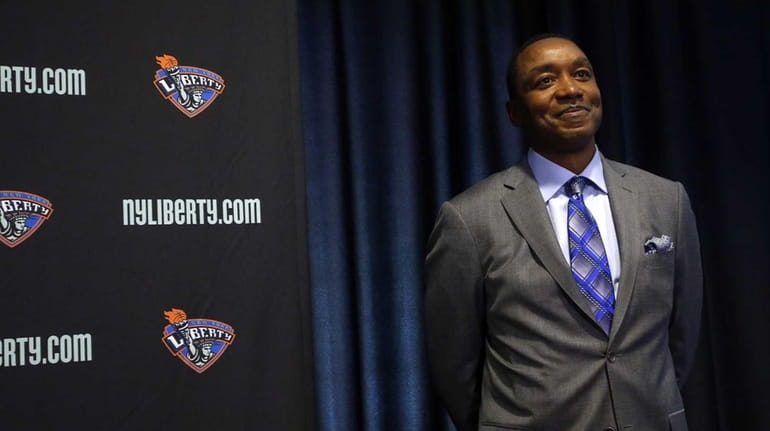 Liberty president Isiah Thomas holds a news conference during Liberty...