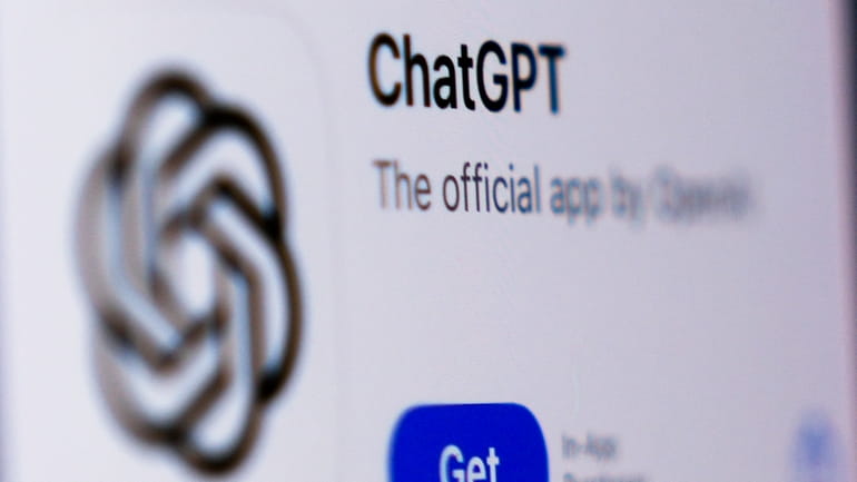A ChapGPT logo is seen on a monitor in West...