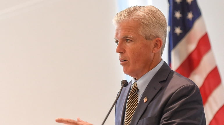 Suffolk County Executive Steve Bellone speaks at Stony Brook University on...