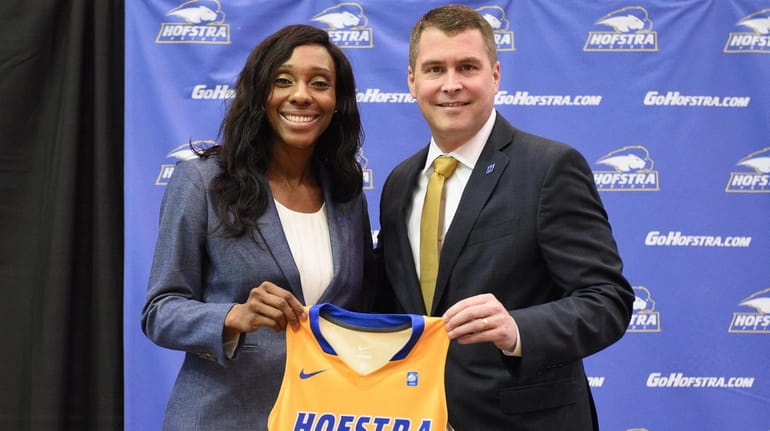 Hofstra Director of Athletics Rick Cole Jr. welcomes Danielle Santos...