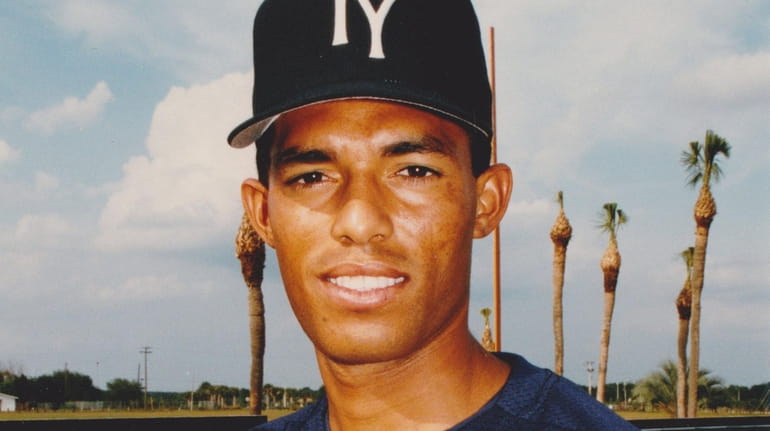 Tampa Yankees pitcher Mariano Rivera poses for a photo before...