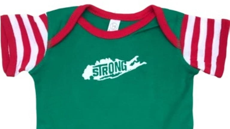Christmas onesie; $17.99 at Long Island Strong in Sayville.