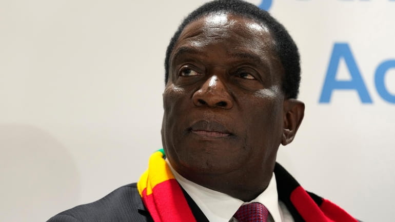 Zimbabwe's President Emmerson Mnangagwa attends a session at the Africa...
