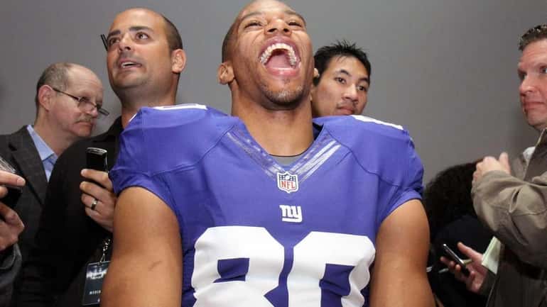 Victor Cruz at an event where Nike unveiled the new...