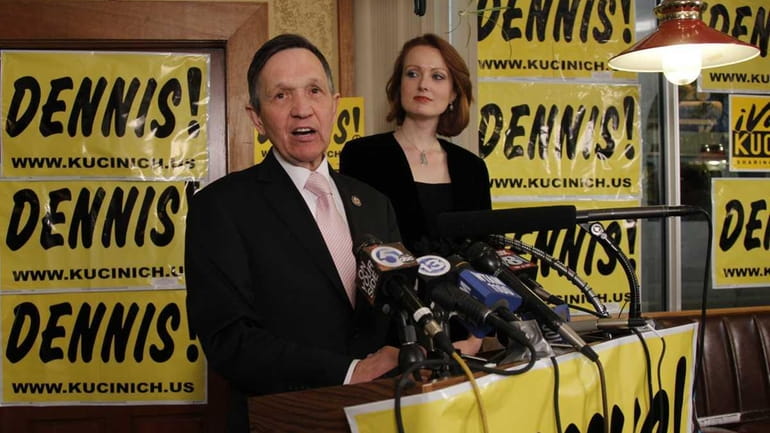 With his wife Elizabeth at his side, Rep. Dennis Kucinich...