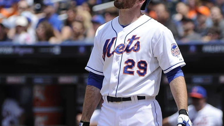 Ike Davis reacts at bat during the second inning of...